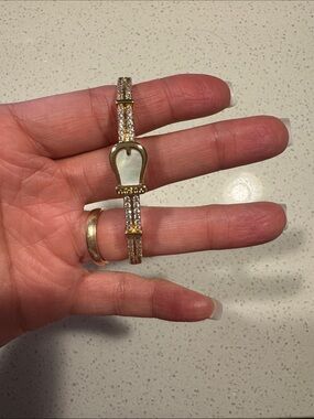 Gold-Tone Mother of Pearl & Crystal Bracelet
